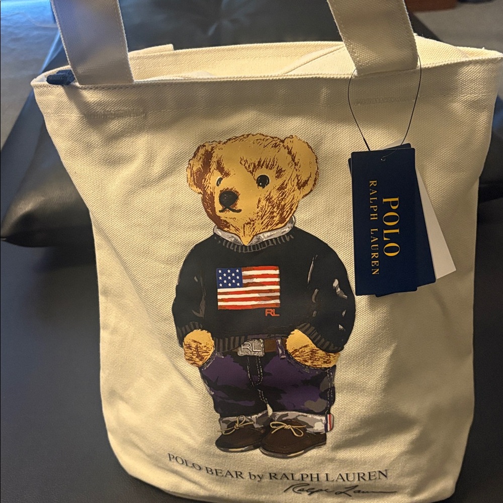 Ralph Lauren Cream Tote with Polo Bear Design - Picture 5 of 6